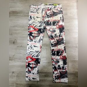 Versace Jeans Black, Red and White Graphic Pants